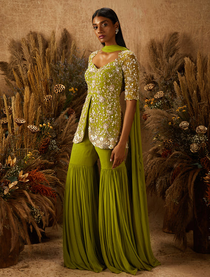 Light Green Crepe Sharara Set
