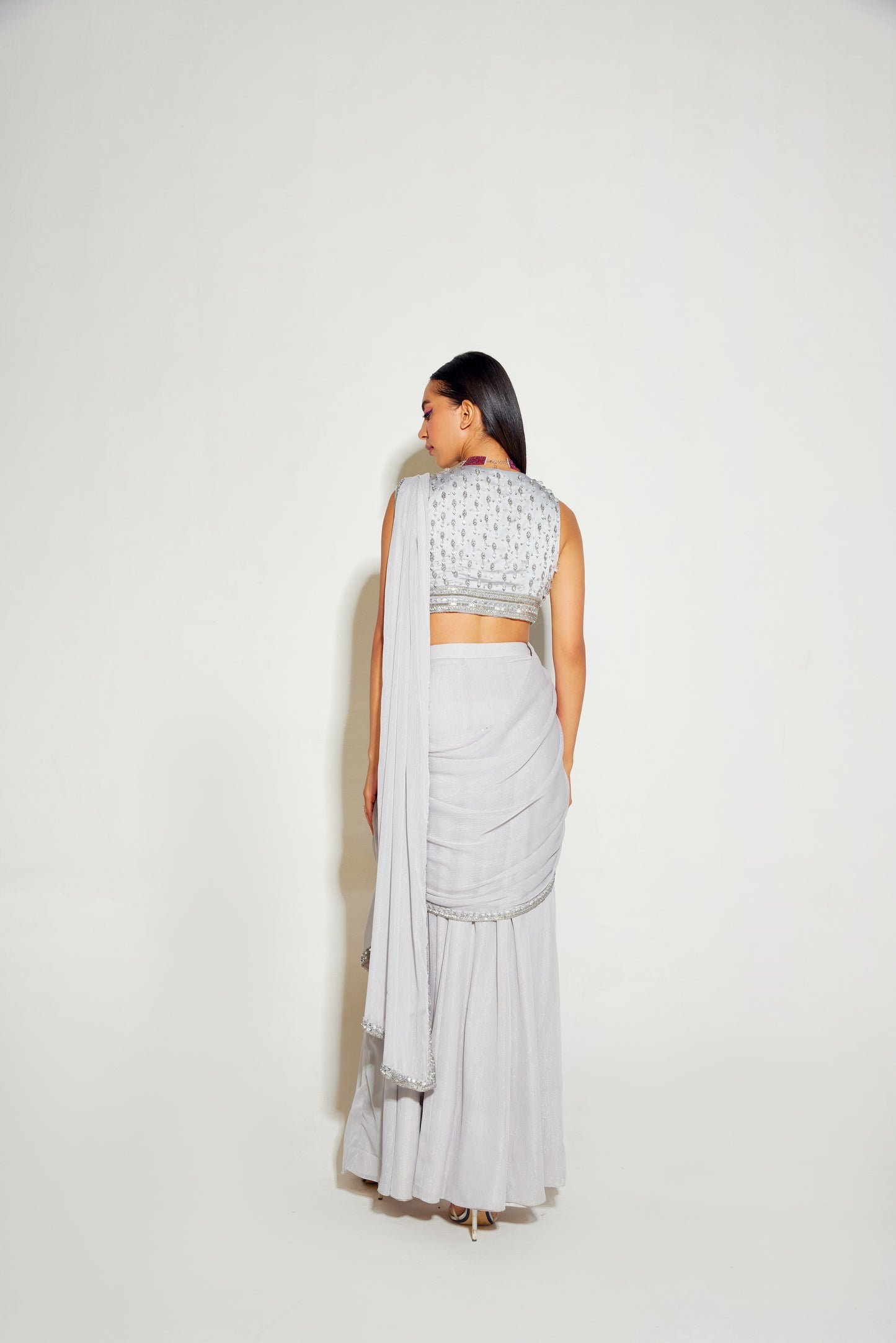 GREY SLIT SAREE