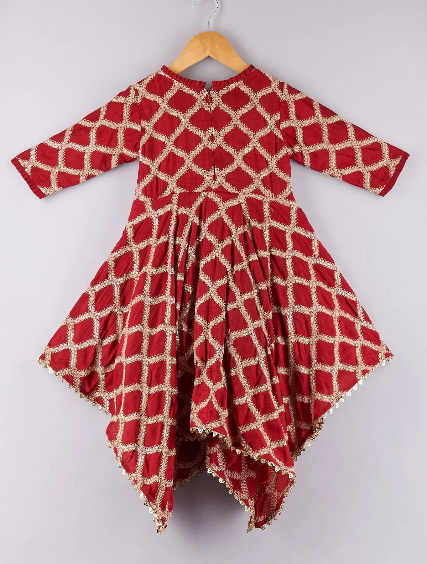 Sequin And Thread Embroidered Asymmetric Dress