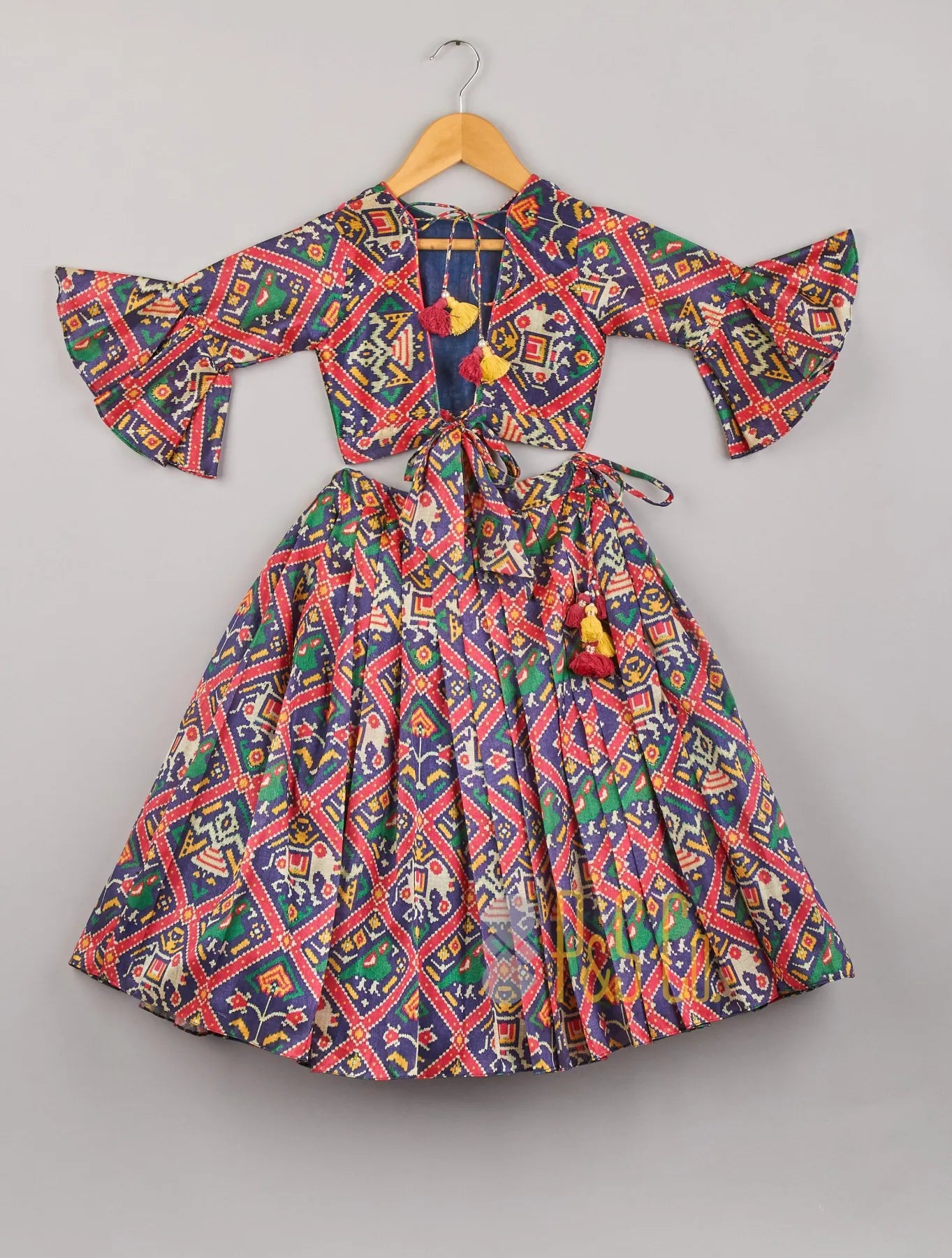 Stunning Tussar Silk Printed Top And Ghagra