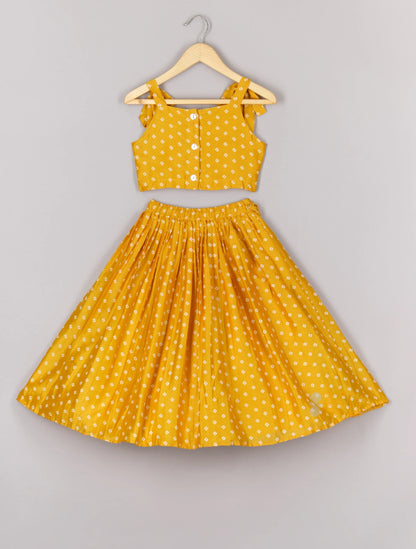 Yellow Bandhej Ghagara Blouse