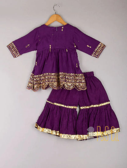 Zari & Gota Embroidered Top And Sharara