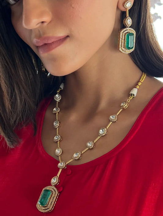 NIKKI PRINCESS REAL MOISSANAITE NECKLACE WITH SEMI PRECIOUS RUBY DROP