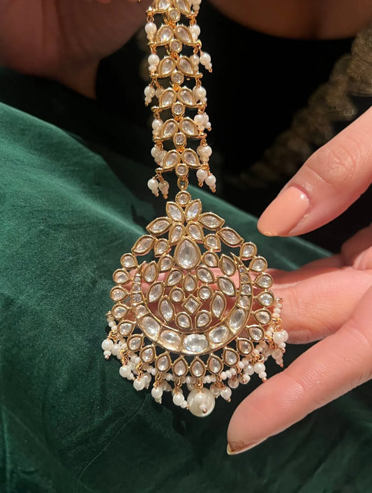 PURVI Pear Shaped SP Stone Jadau Mang Tikka