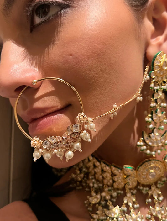 MAHIMA Semi Precious Pearl Polki Nathani