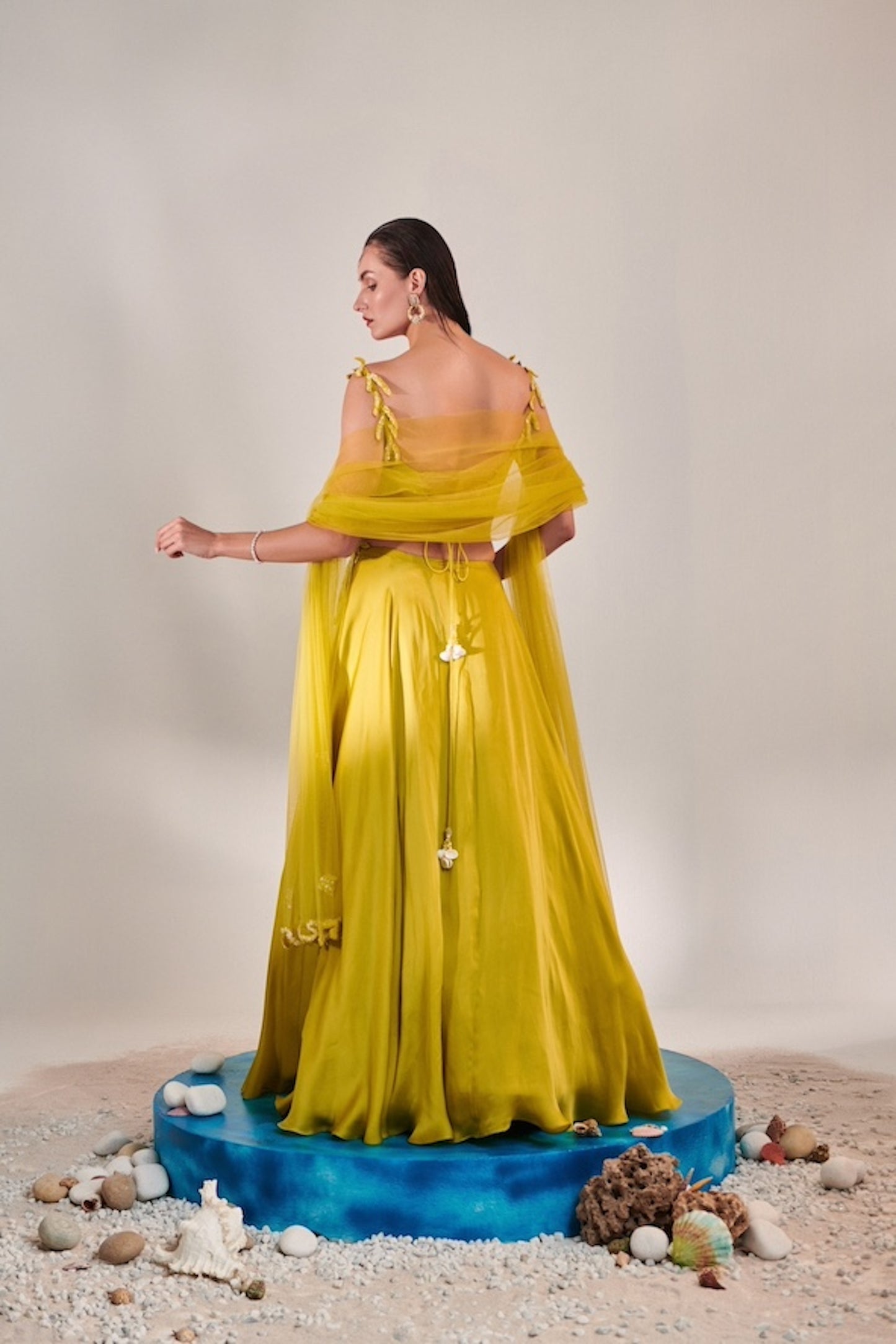 Off Shoulder Cutwork Blouse Lehenga