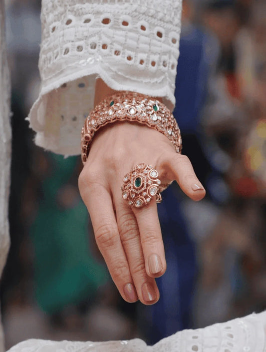 NITYA SP EMERALD STONE WITH POLKI RING