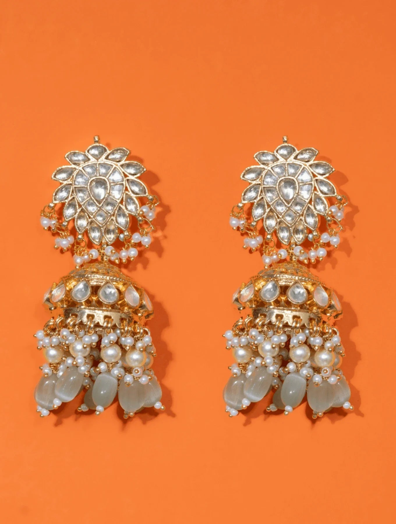 TULASI LIGHT GREEN POLKI WITH SEMI-PRECIOUS STONE WITH BASRA MOTI