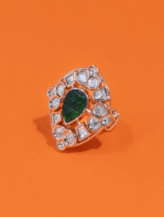 KESHAVI SP EMERALD STONE WITH POLKI RING