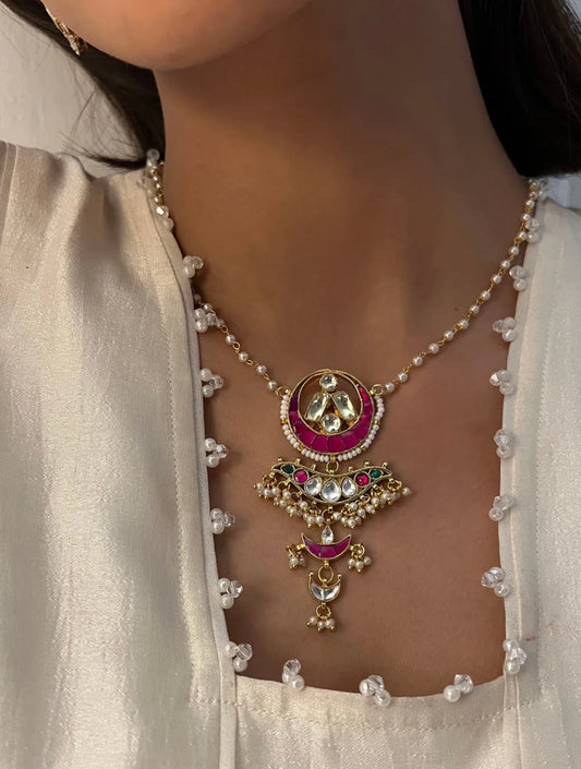 NEHA MULTICOLORED SEMI-PRECIOUS STONE AND POLKI NECKLACE