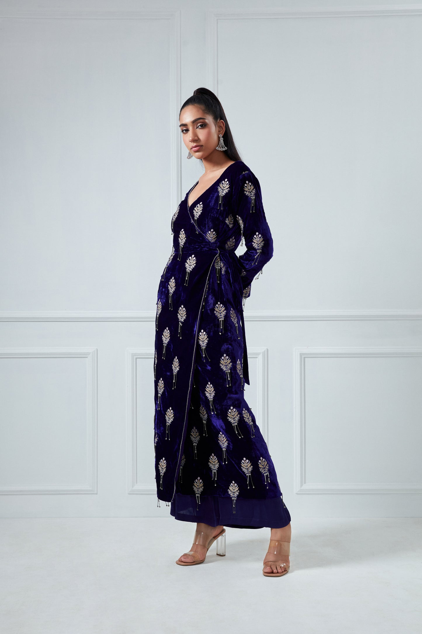 PURPLE EMBROIDERED KURTA SET