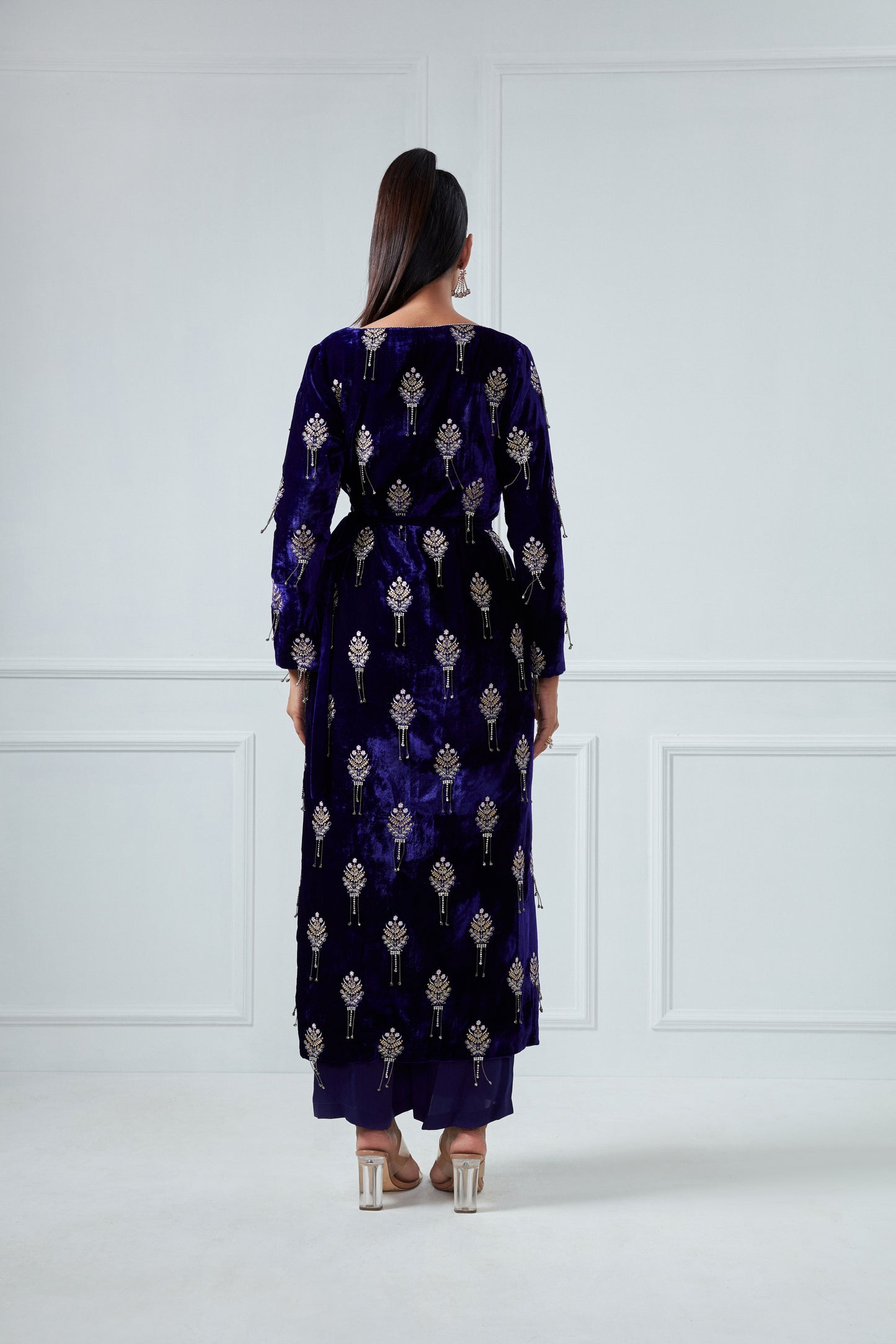 PURPLE EMBROIDERED KURTA SET