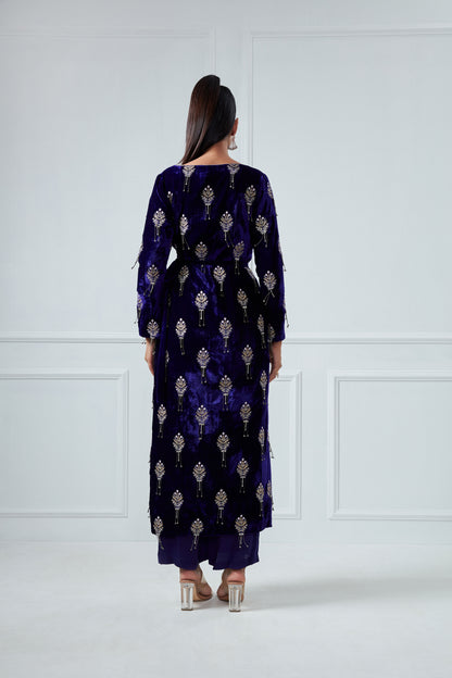 PURPLE EMBROIDERED KURTA SET