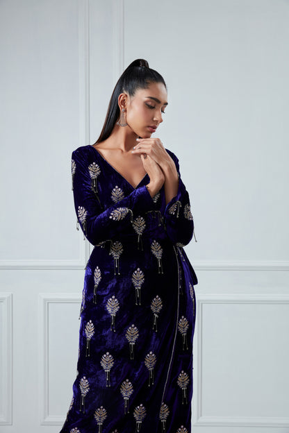 PURPLE EMBROIDERED KURTA SET