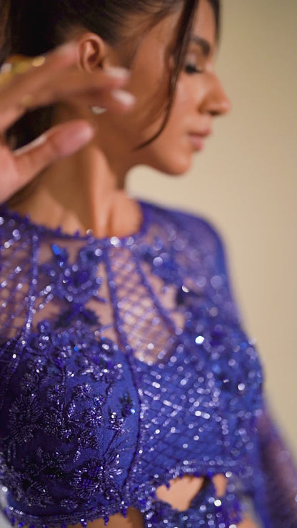 Electric Blue top and skirt set